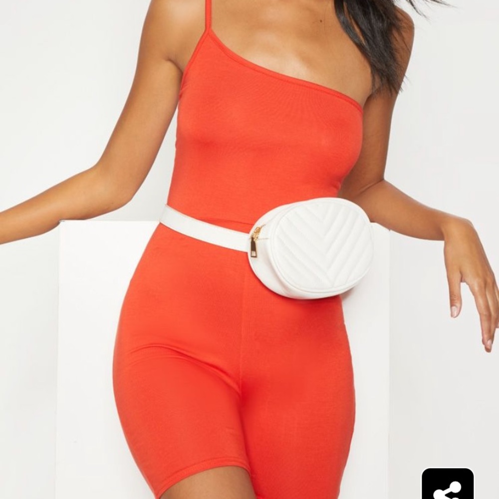 Orange one shoulder unitard